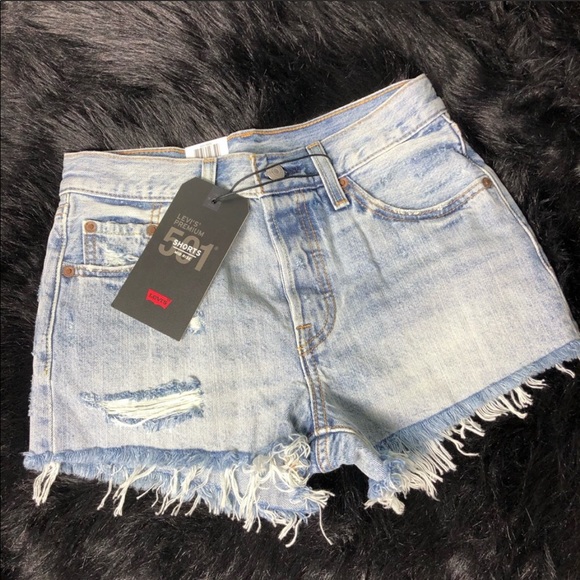 Levi’s 501’s Button Fly Denim Shorts Waveline - Picture 6 of 11